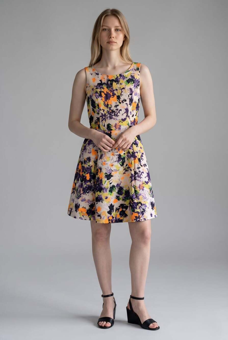Maeve Anthropologie Floral Dress Size 0 Purple Orange Textured